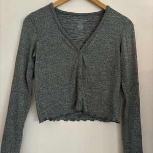 American Eagle Grey Button Down Top
